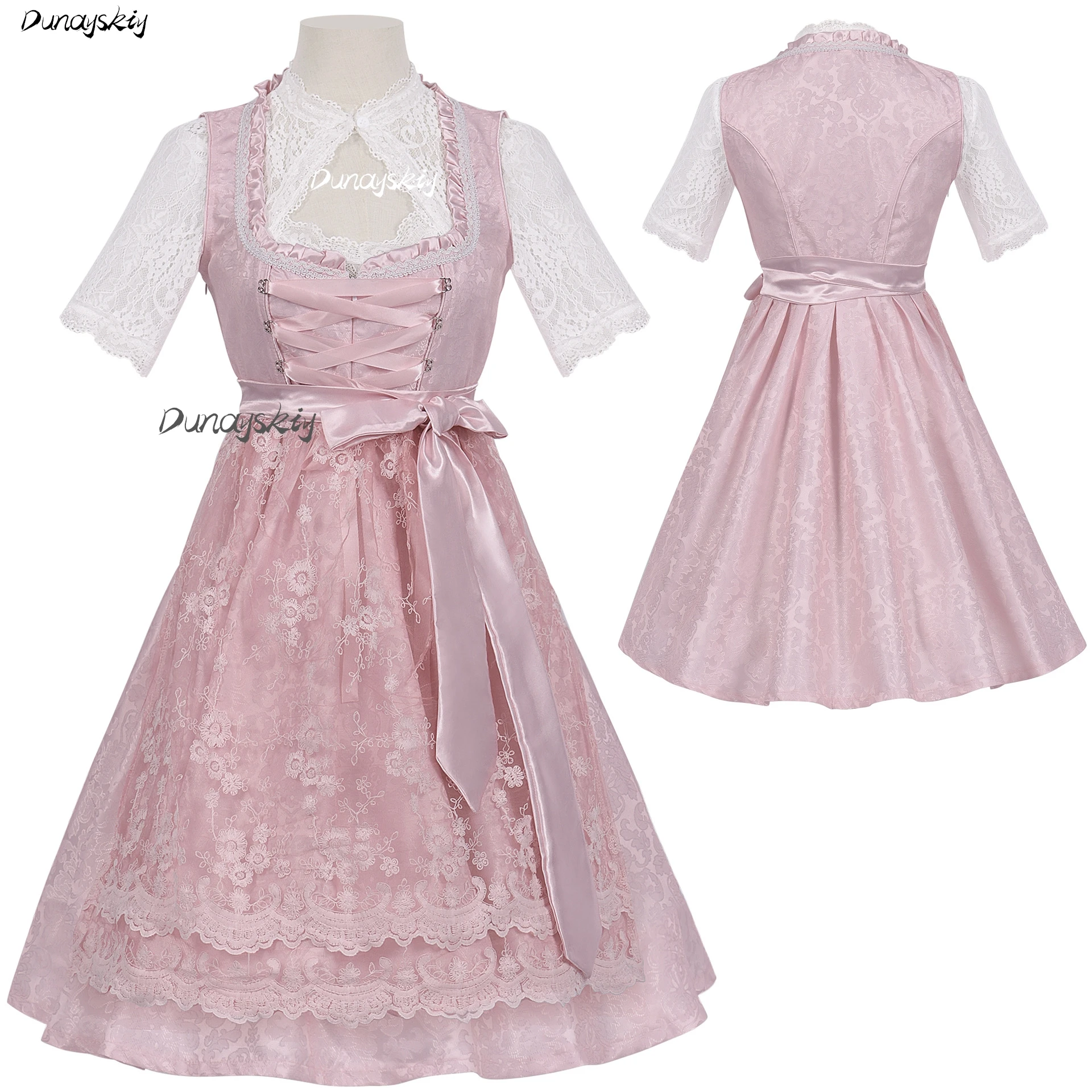 The Munich Oktoberfest Dress Pastel Princess Cosplay Costume Luxurious Ballgown Front-tie Pink Purple Tosca Costumized Outfit