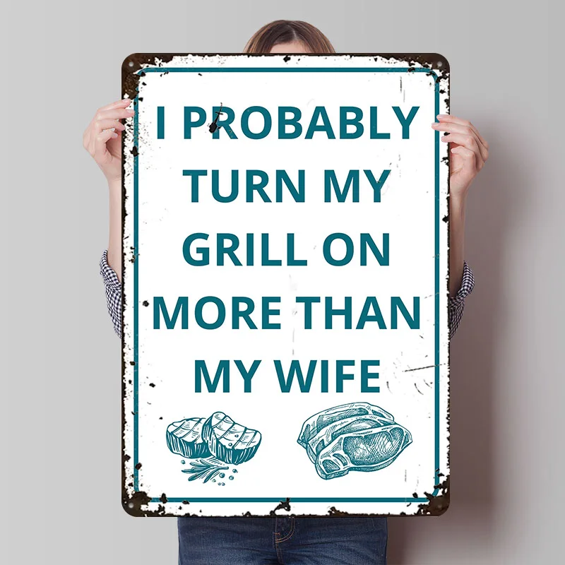 Lustiges Grill-Schild Poster Individualisierte Vintage Metallschilder Wandkunst Retro Blechschild für Garagendekoration Spielzimmer-Dekorationen