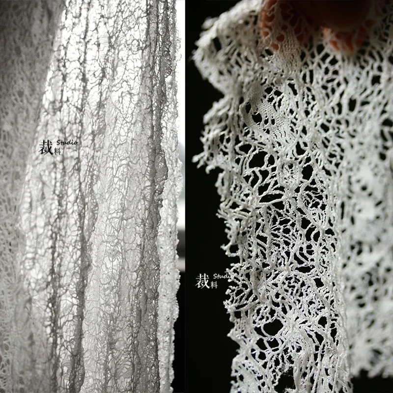 1 Meter Hollow See-through Three-dimensional Lace Texture Super Soft White Fabric Designer Fabric