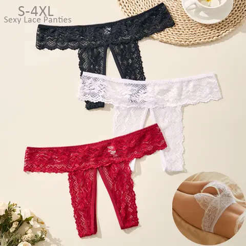 S-4XL Sex Panties Women Open Crotch Chubby Passion Sexy Hot Lace Sexy Flirting Temptation Hollow Out