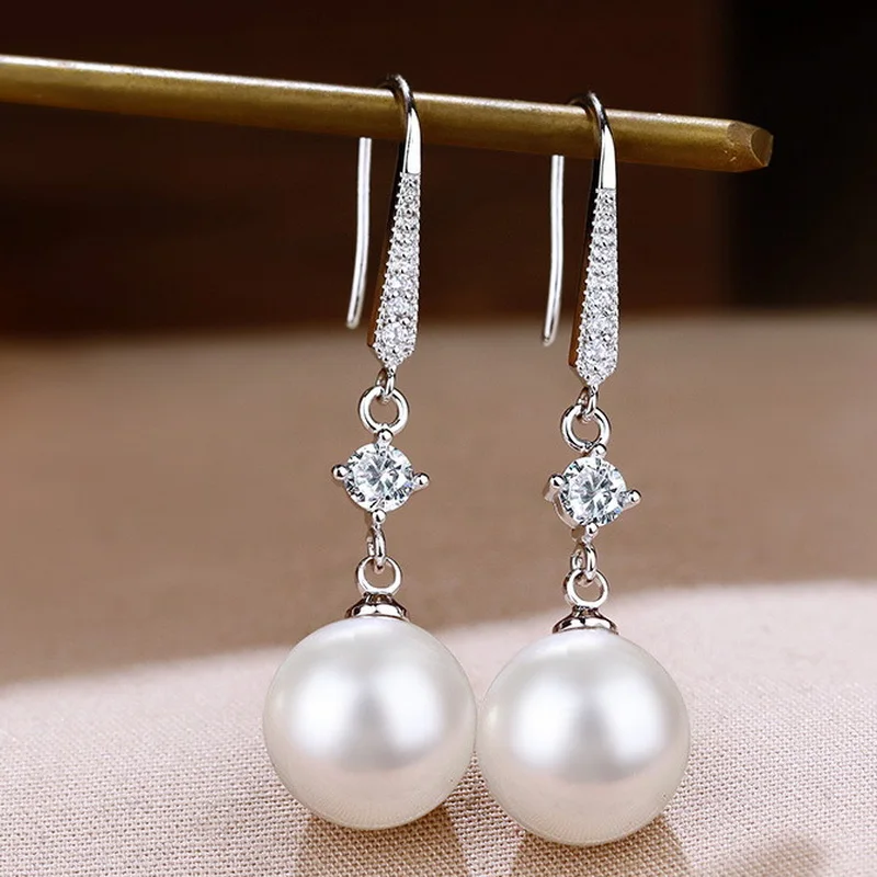 Vintage Elegant Imitation Pearl Dangle Earrings for Women White Black Champagne Water Drop Earrings Engagement Wedding Jewelry