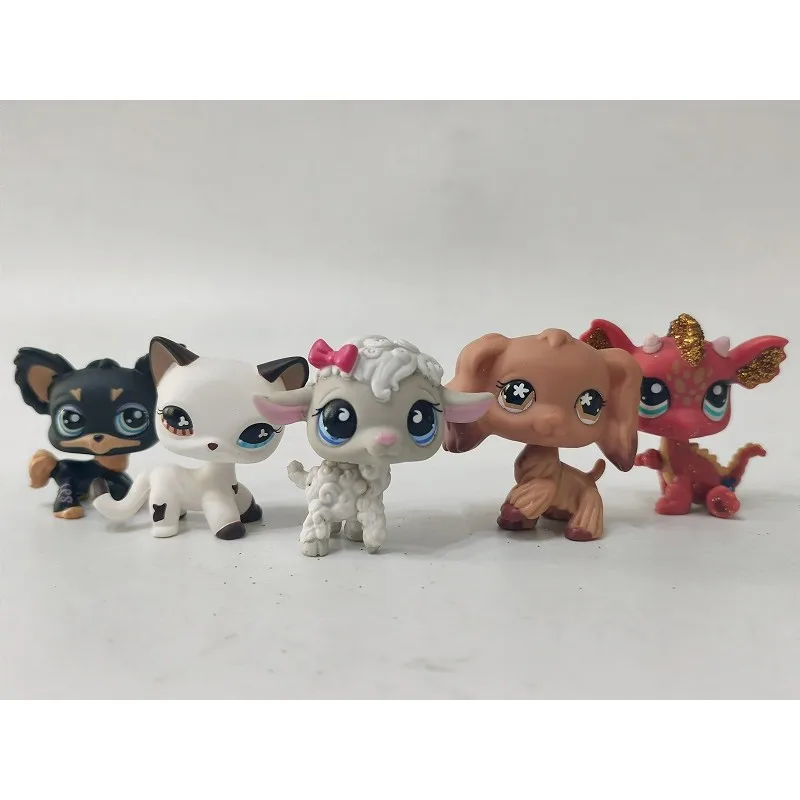 5pcs/lot LPS Figure Cat Sheep Dog Dragon #716#2484 Littlest Pet Shop Kid Toy