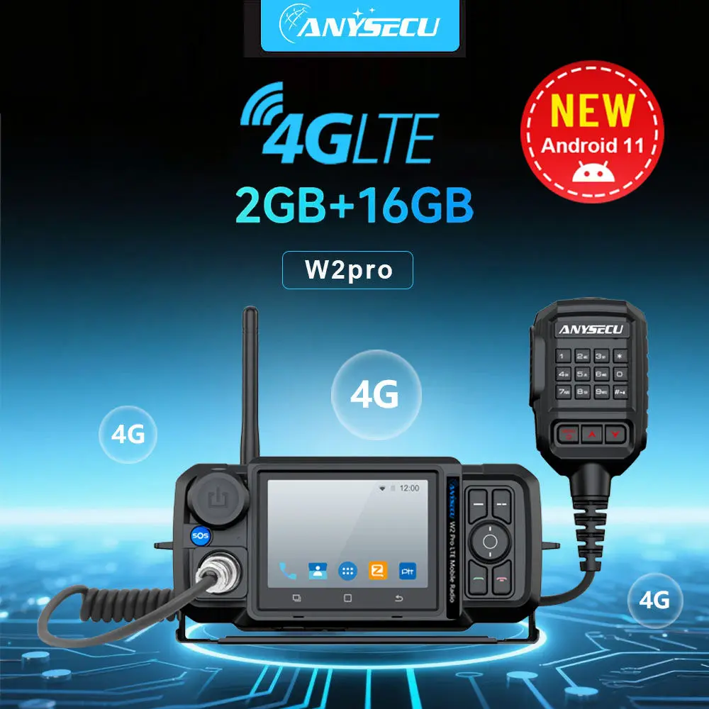 New ANYSECU 4G-W2Pro Network Radio N61 Mobile Radio Android 11 LTE WCDMA GSM WIFI PTT Mobile Phone work with Zello/ Real PTT
