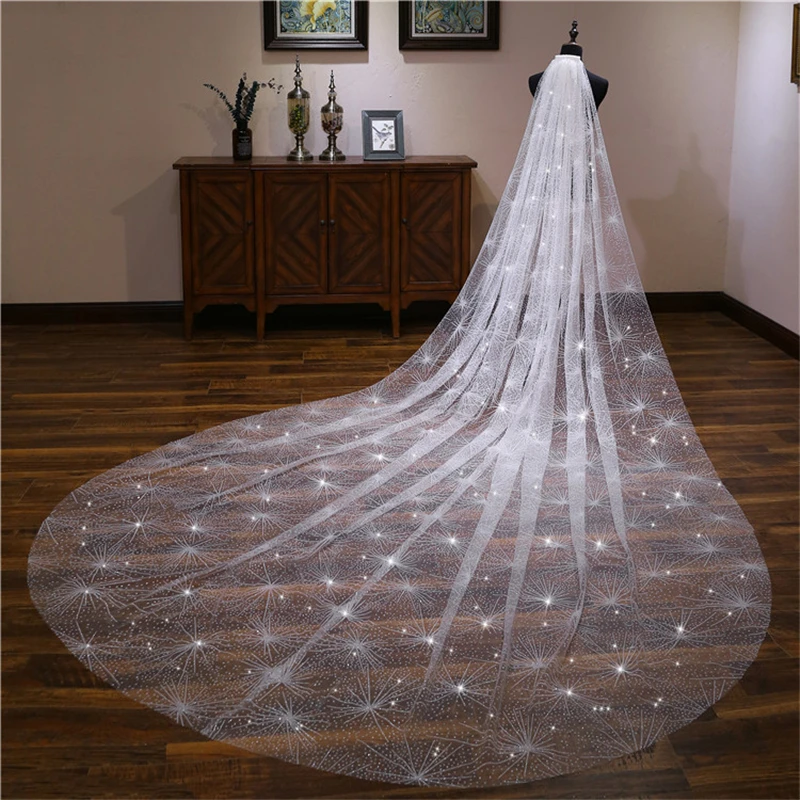 Beleza-emily 2022 nova moda de luxo véus de casamento para noivas cor dourada lantejoulas cristal grandes véus de noiva acessórios de casamento