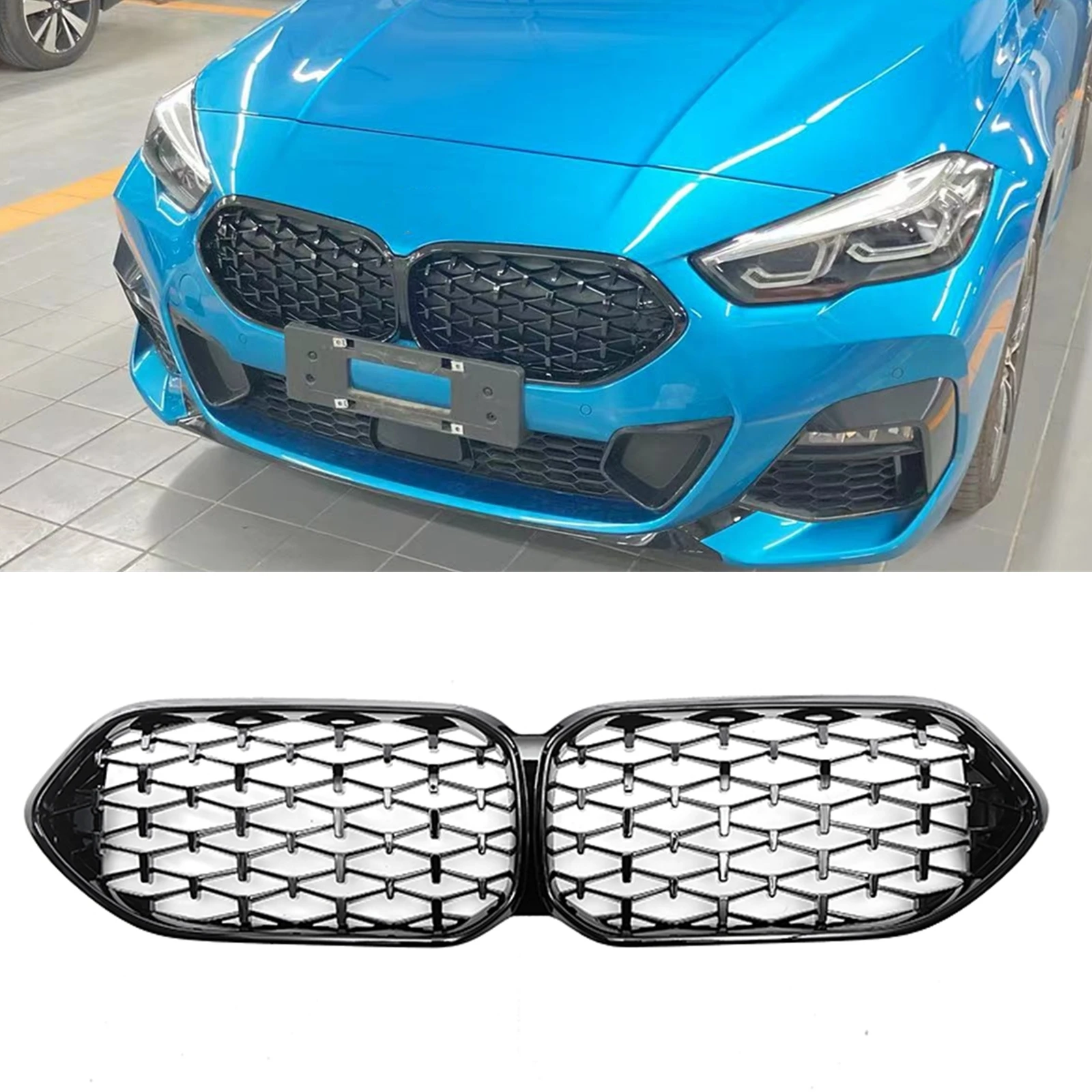 

Front Kidney Grille For BMW 2 Series F44 2020 2021 2022 220i 230i Upper Bumper Intake Hood Mesh Black Racing Grills Grid