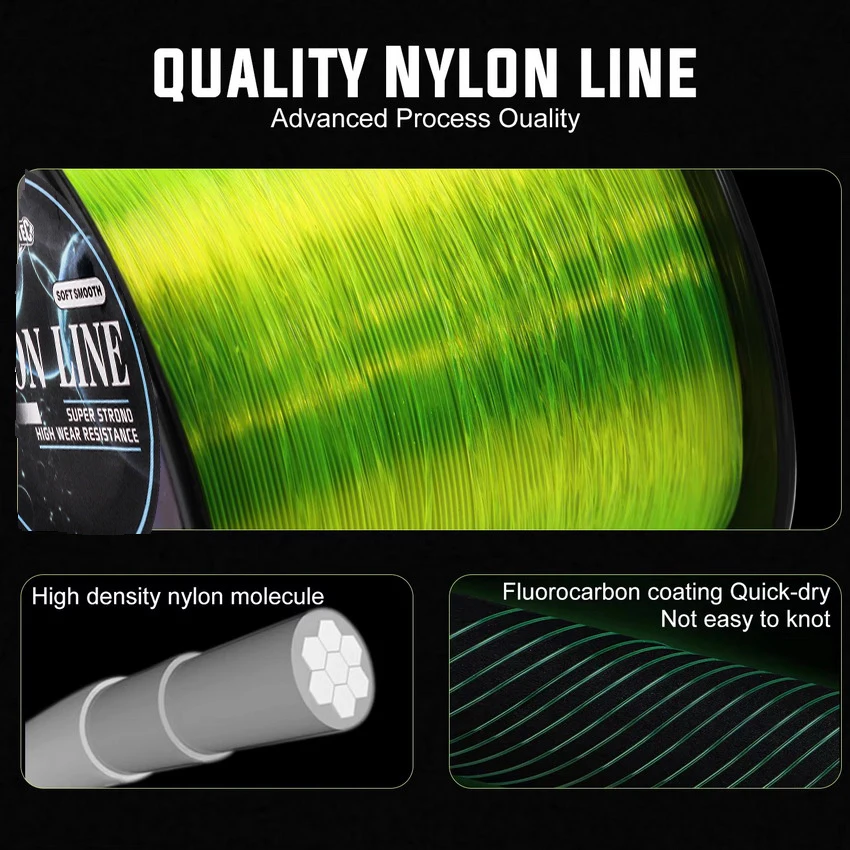 Anti-abrasion Strong Fishing Line 500M Nylon Line With 4-34lb Pull Suitable For Fresh And Salt Water
