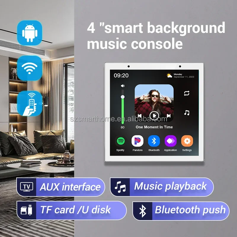 Smart Home fundo música host bluetooth amplificador de parede, estéreo com controle remoto, áudio, sistema android, teto alto-falante