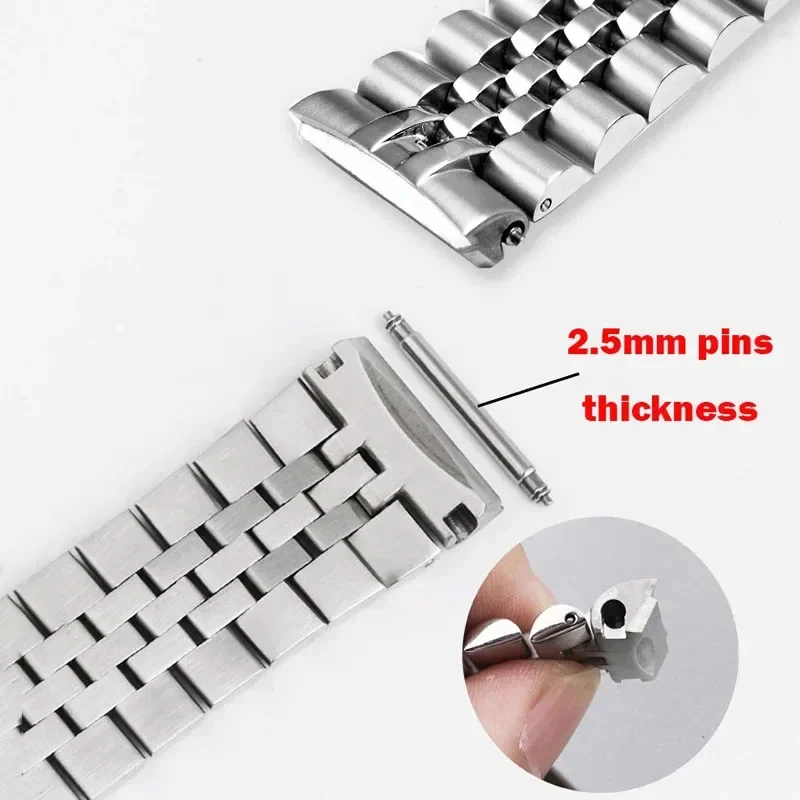 Solid Stainless Steel Watch Band 22mm for Seiko PROSPEX SRP777 SRPA21 Replace Bracelet 2.5mm Pins Curved End Sport Wrist Band