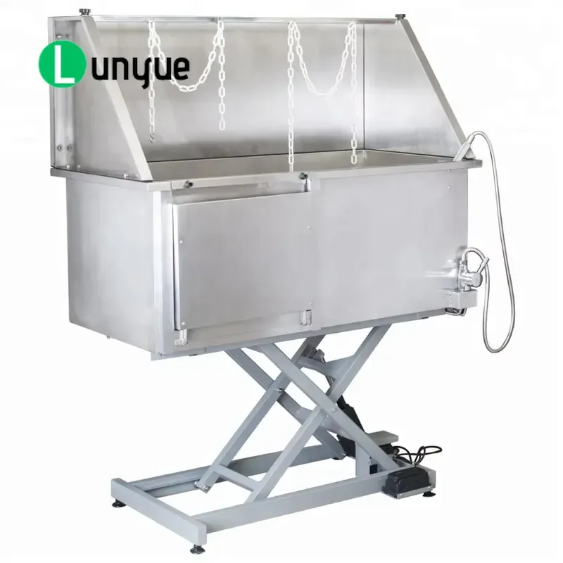 Electric Lifting Pet Bath Tub One Door Adjustable Height Dog Washing Station Waterproof Grooming Table for Small Medium Dogs