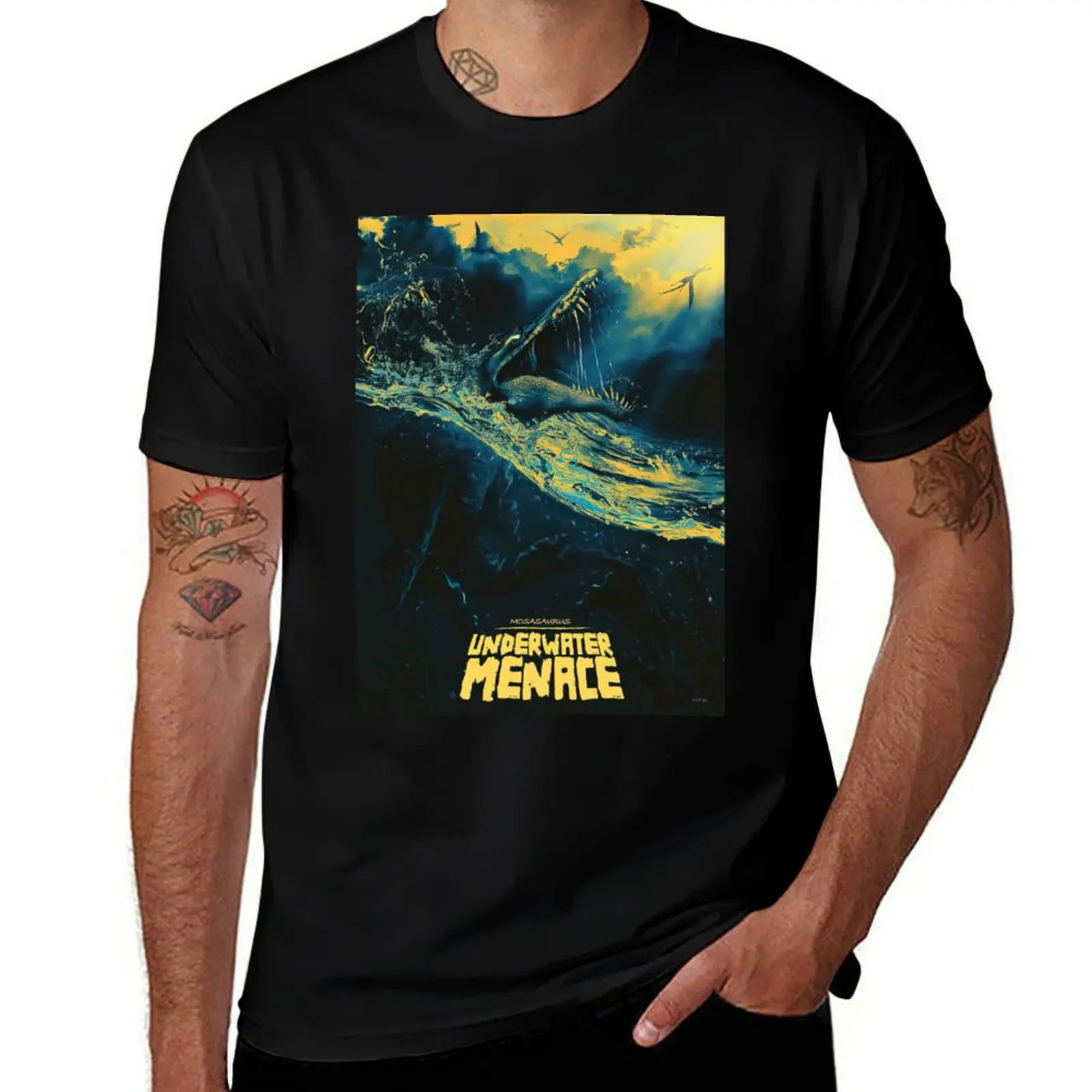 

Mosasaurus Typography T-Shirt man t shirts cotton graphic t shirts for man T-Shirt