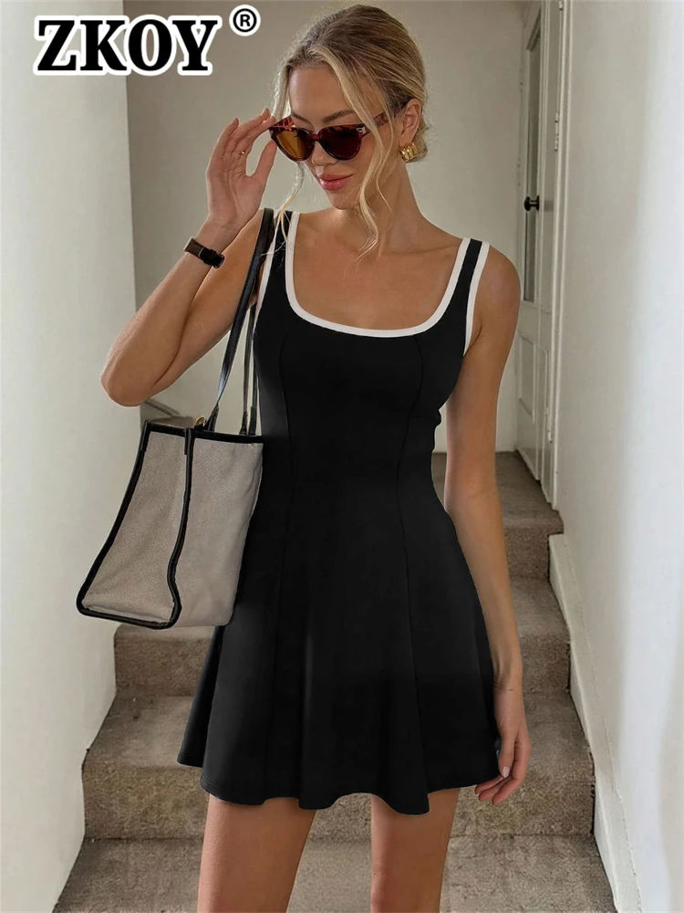 Zkoy Autumn 2026 New Fashion Date Night Dress For Women Sleeveless Backless Casual Bodycon Mini Dresses Weekend Outing Sporty