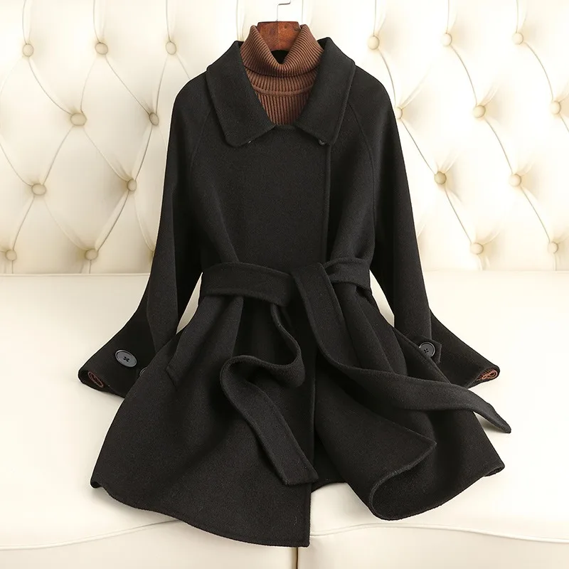 Double-sided Cashmere Coat for Women with A High-end Feel New Autumn and Winter Loose Short Woolen Coat for Petite Women Simple