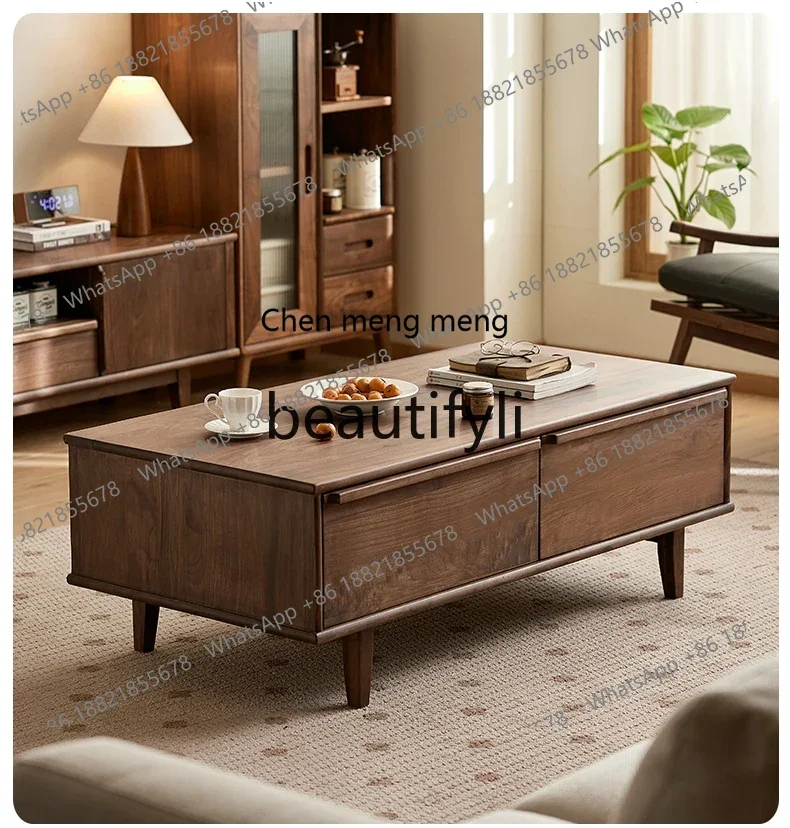 

M178 North American black walnut coffee table Nordic simple solid wood living room tea table small apartment