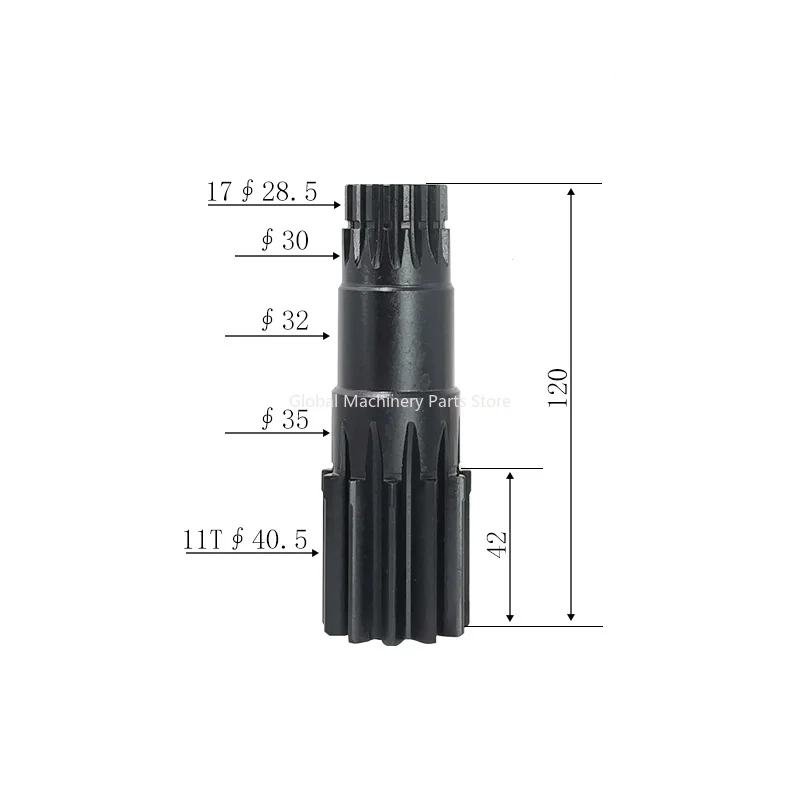 Suitable for the vertical shaft gear of the rotary motor gearbox of micro excavators, 11/17 teeth, 120H