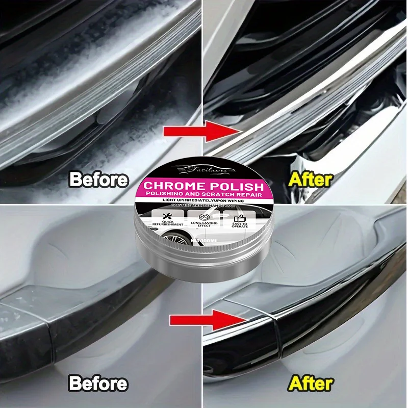 

Universal Chrome Polishing and Repair Wax, Car Chrome Strip Refinishing Paste, Metal Trim Strip Oxidation Polishing Paste, Suita