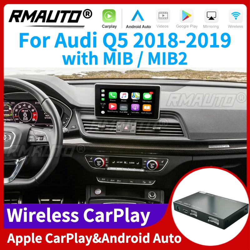 RMAUTO Wireless Apple CarPlay MIB MIB2 for Audi Q5 2018-2019 Android Auto Mirror Link AirPlay Support Reverse Image Car Play