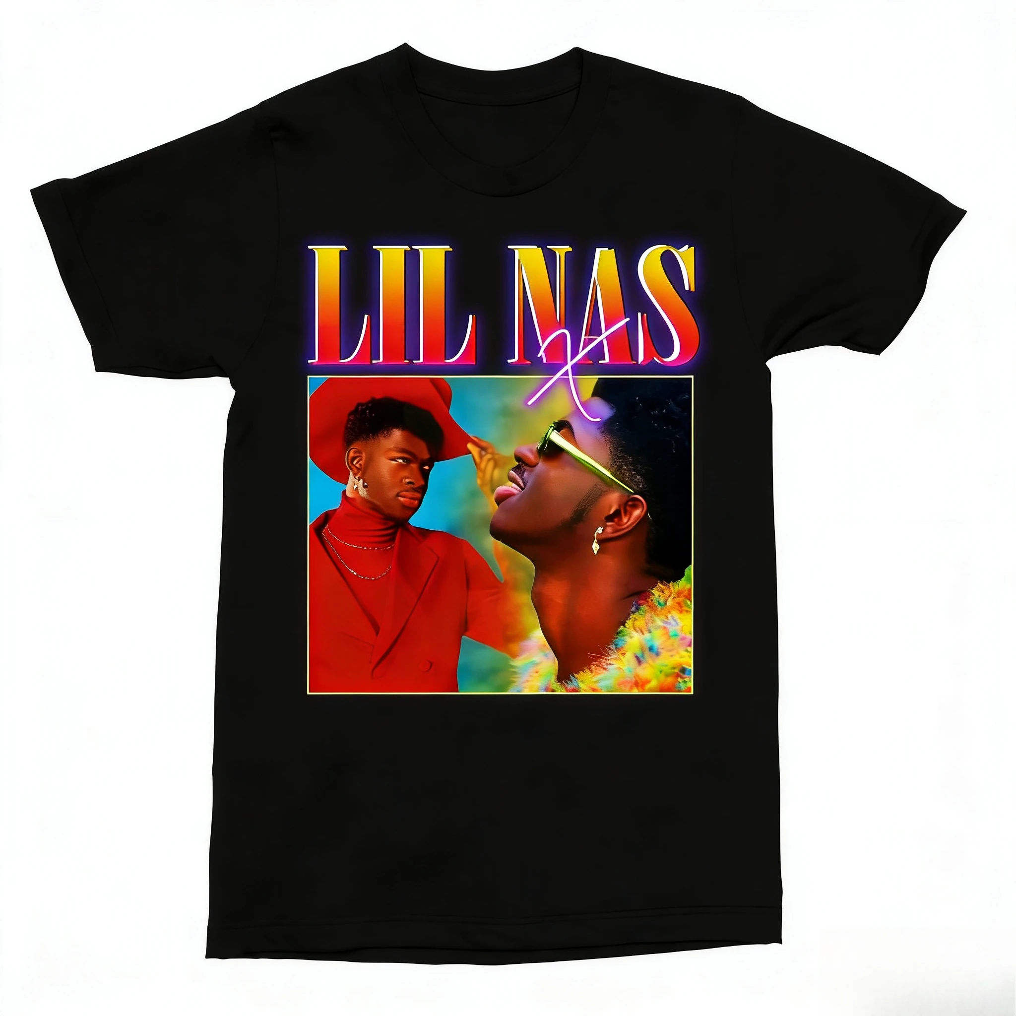 

2025-26 Summer Lil Nas X Graphic 100% Pure Cotton Printed Rapper Hip-hop Trend R&B T-shirt Unisex Oversized Breathable Casual