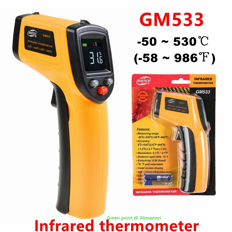 Therye.com-Capteur de température infrarouge numérique GM533, outil de mesure, indicateur de signal, affichage LCD, 5 pièces