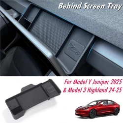 For Tesla Model Y Juniper 2025 & Model 3 Highland 24-25 Behind Screen Storage Box Silicone Dashboard Tray Sunglasses Holder