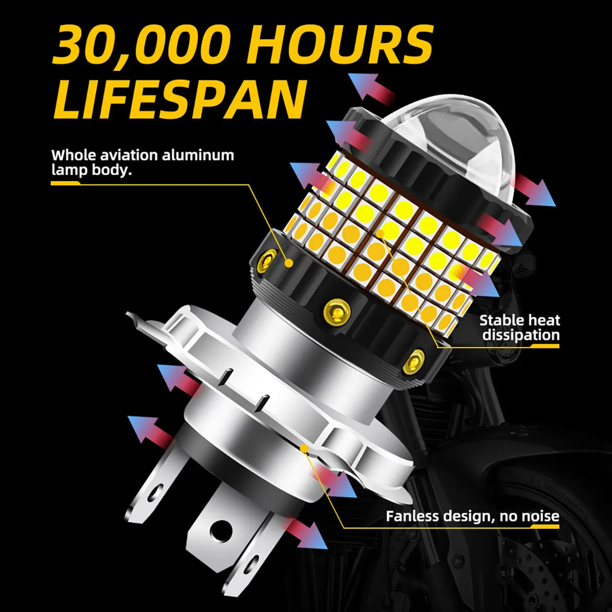 جديد h4 led المصابيح الأمامية للدراجات النارية ba20d led p15d LED لمبة CSP عالية منخفضة الحزم دراجة نارية مصباح إشارة الضباب مصباح الأضواء مع عدسة