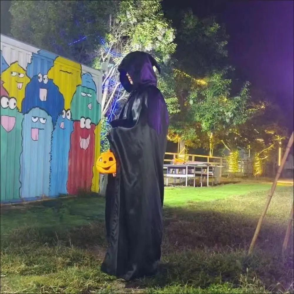 Mode Effen Kleur Halloween Mantel met Grote Hoed Dweilen Kostuum Cosplay Cape Klassieke Festival Grim Reaper Mantel Kid