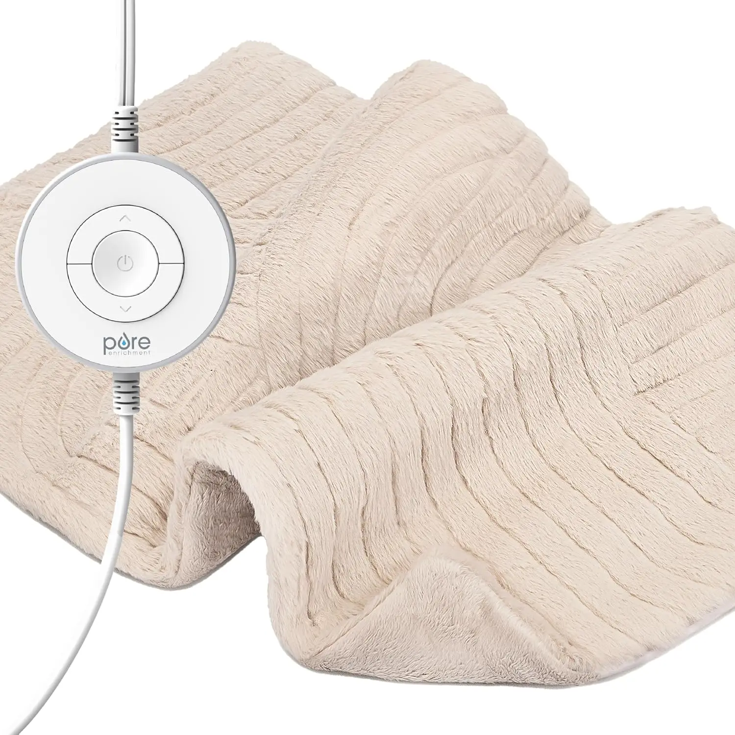 

Luxury Heating Pad for Pain Relief, Soft Faux Fur, 6 Heat Settings, Machine Washable, 12"x24" Golden Sands