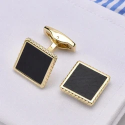 Square Leather French Cufflinks High-end Fashion Men's Business Banquet Dresses Suits Shirt Cuff Buttons Men Wedding Accessories