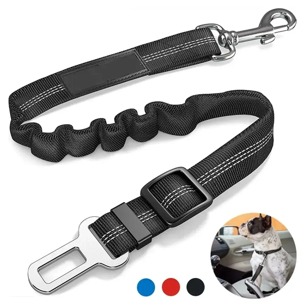 Reflective Dog Seat Belt-Adjustable and Durable Nylon Seat Belt and Car Travel Supplies Elastic Pet for Comfortable Easy Buckle