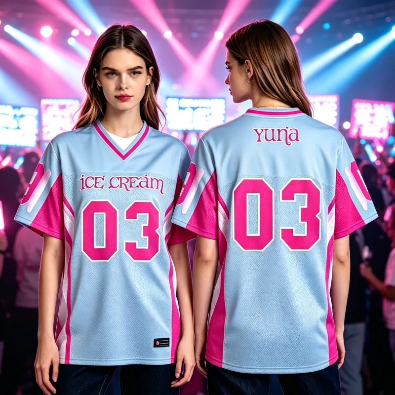 2026 Summer New Kpop Fans Yuna ITZY Ice Cream Album Jersey Sports Men's and Women's Short Sleeve T-shirt Tops Family Kids Tees