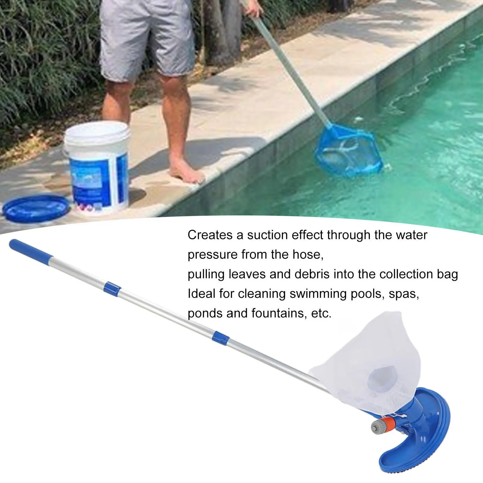 Ferramenta de sucção para aspirador de pó de piscina movido a pressão - limpador de fonte de plástico