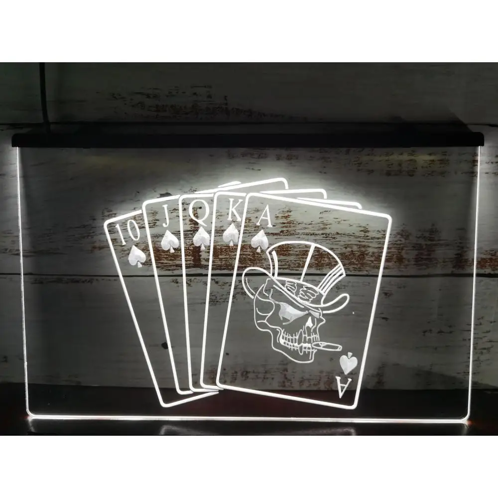 Plaque Métal Décorative Poker Royal Flush - 44x32 Cm - Jeu - Adulte