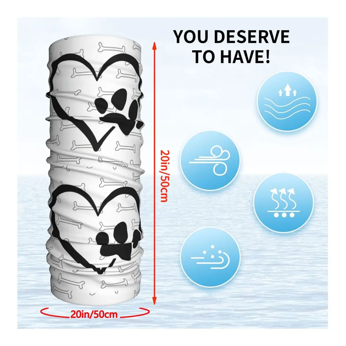 Dog Footprint Headband Neck Warmer Men Ski Running Tube Scarf Medical Nurse Face Bandana Gaiter