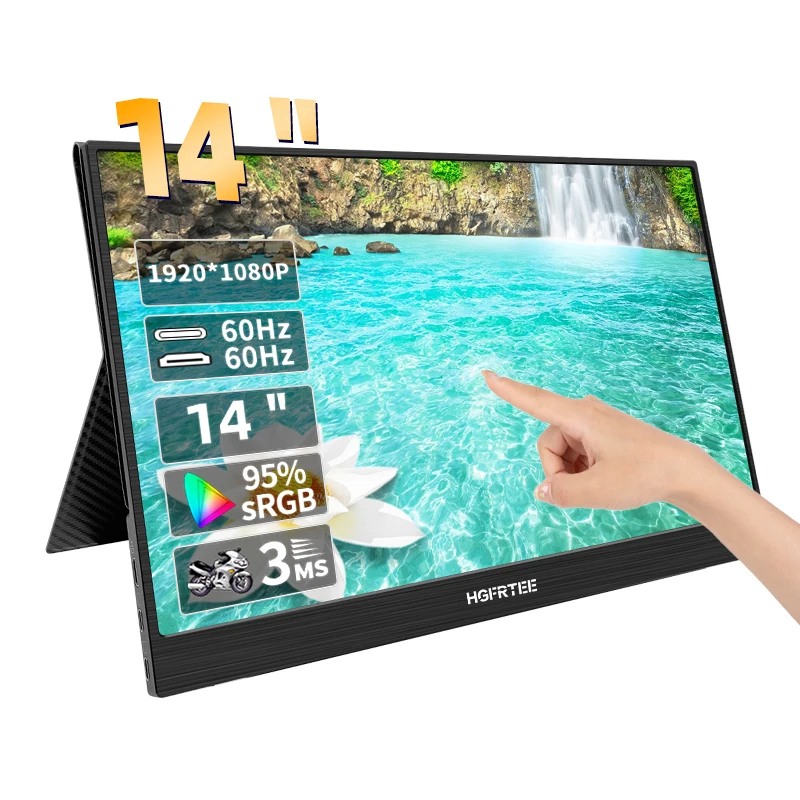 Touch Screen 14Inch Portable Monitor ADS-IPS Panel Computer Extended Display With Speaker Support Type C HDMI For Switch Xbox