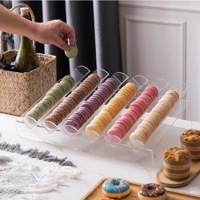 Acrylic Macaron Display Tray, Macaron Stand Cookie Display Stand with 6 Slots