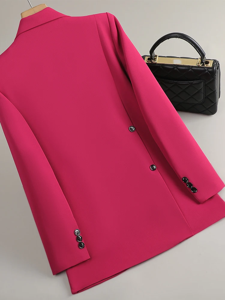 Autumn Winter Ladies Loose Blazer Women Pink Apricot Black Coffee Female Casual Jacket Coat