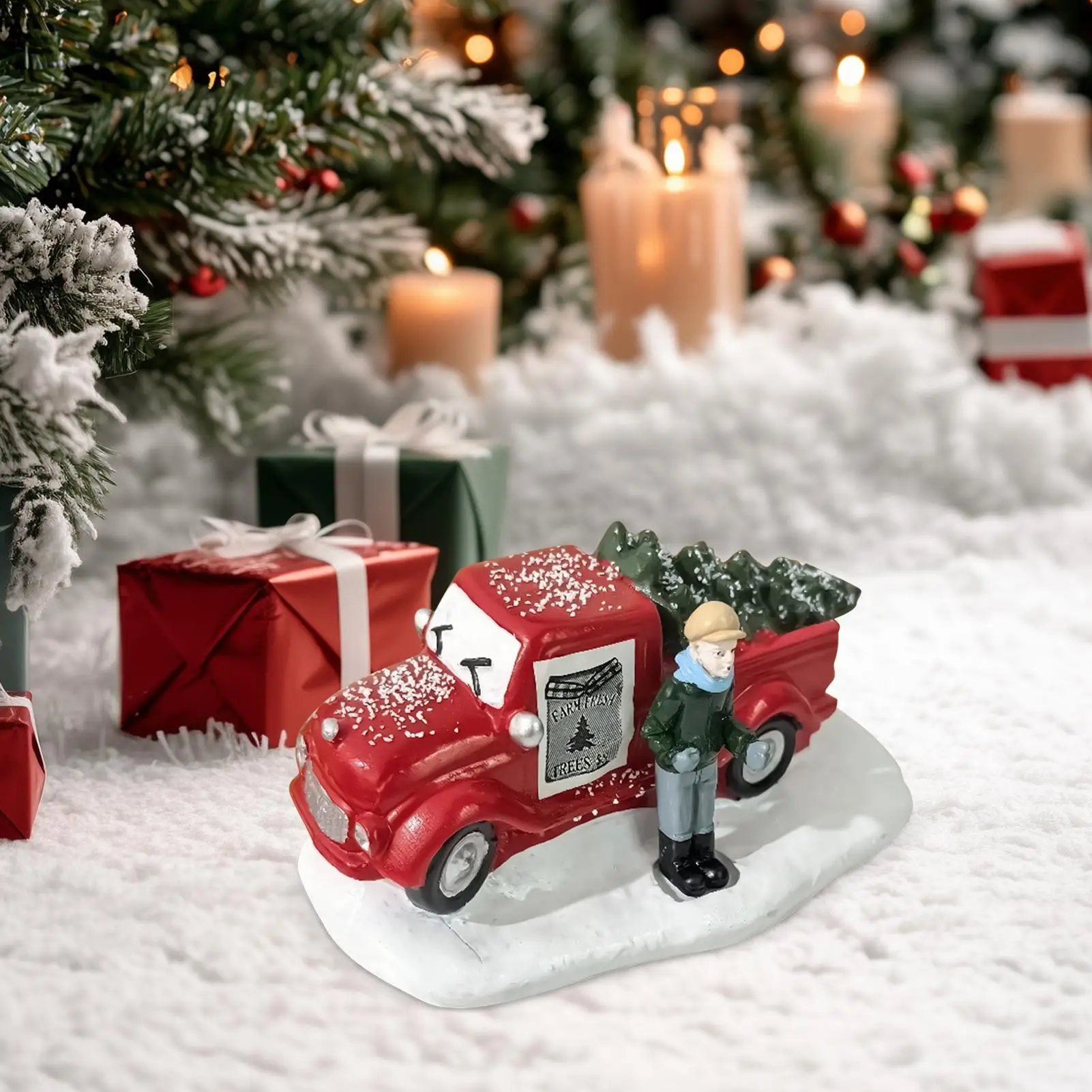 Christmas Truck Decor Resin Vintage Rustic Car Model Christmas Truck Decorations For Holiday Party Offices Home Room Desk