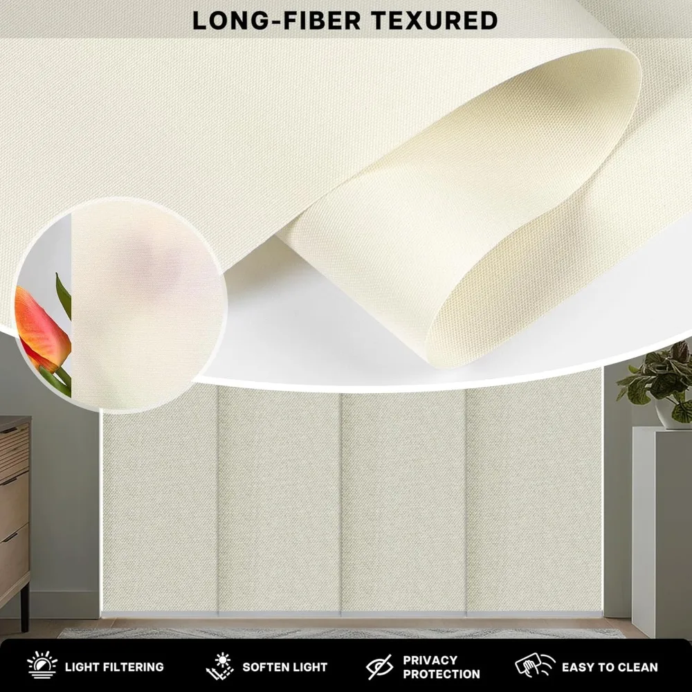 ستائر تعتيم عمودية قابلة للتعديل من Lazblinds للأبواب المنزلقة، مسار قابل للتمديد (45 3/4 بوصة - 82 5/8 بوصة عرض)، لوحات قابلة للتشذيب حتى t #3