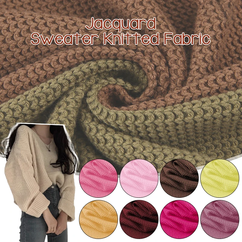 

100x170cm Jacquard Sweater Woolen Knitted Fabric Thick Needle Stretch Knit Fabric For Diy Sewing Warm Cardigan Jacket Sweaters