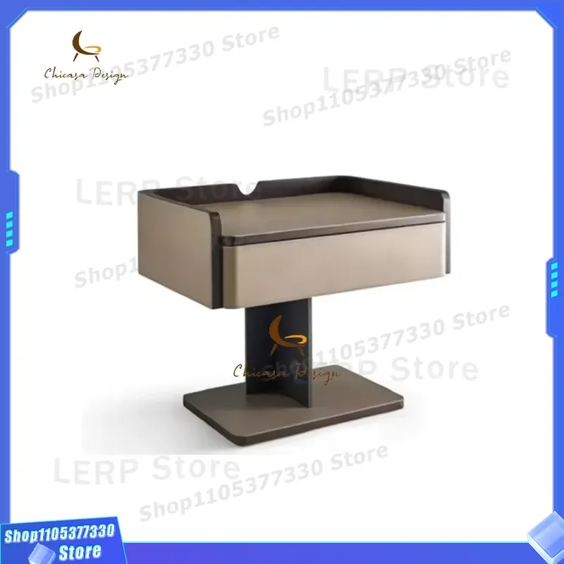 Smart Wireless Charging Nightstand Modern Solid Wood Bedroom Storage Cabinet Stainless Steel Drawer Furniture for Apartment