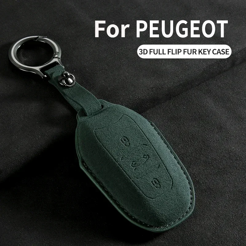 

Car Key Case Cover Shell Fob For Peugeot 308 408 508 2008 3008 4008 5008 For Citroen C4 C6 C3-XR Suede Car Keychain Accessories