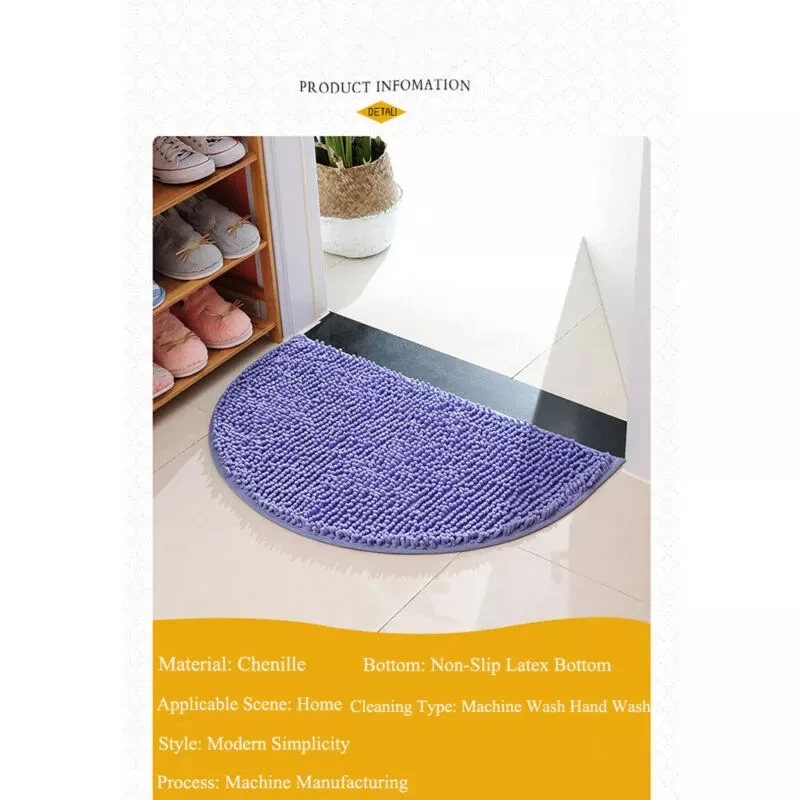 HOT-50X80cm Soft Carpet Slip-Resistant Bathing Room Rug Floor Door Mat Dirt Barrier Semi Circle Floor Door Cushion Mat Rug