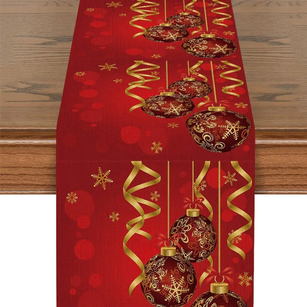 موضة جديدة 2025 عيد الميلاد الجدول العلم الطباعة الرقمية سانتا كلوز الإبداعية الكرتون الكتان مكتب طاولة شاي العلم #5