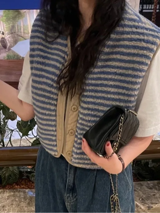 

Lamb Fur Vest Women's Casual Svel round Ne Outerwear Anti-Aging Korean College Sle Summer Season Regular Length