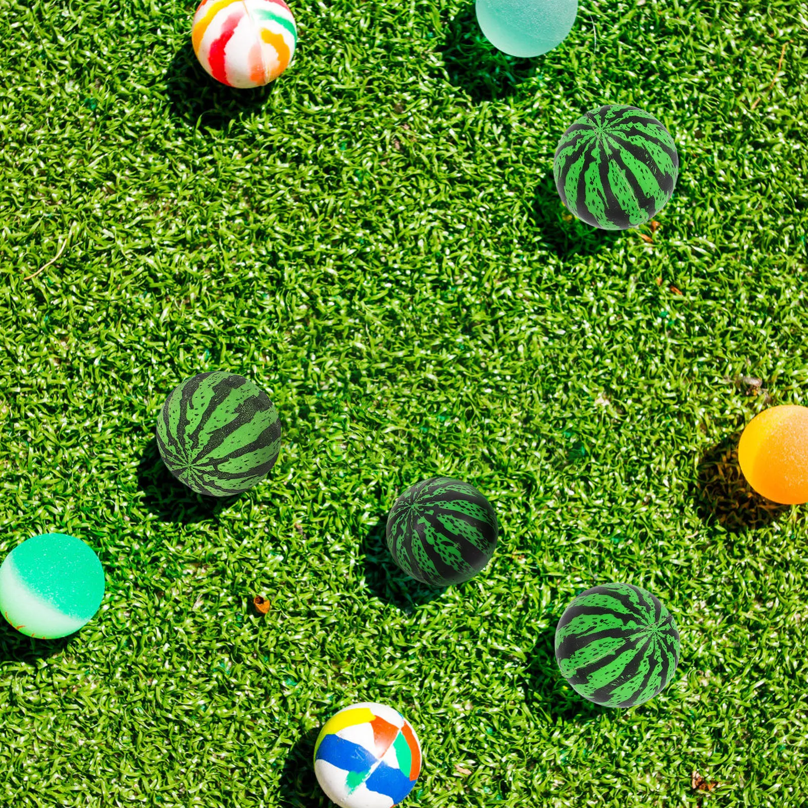 

50Pcs Watermelon-Shaped Bounce Balls Premium Rubber Kids Bouncing Ball Set for Visual Stimulation Hand-Eye Coordination Birthday