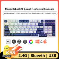 New ThundeRobot K98 Gasket Gaming Mechanical Keyboard PBT Keycaps Hot Swap Bluetooth Keyboard Wireless RGB for IOS MAC Android