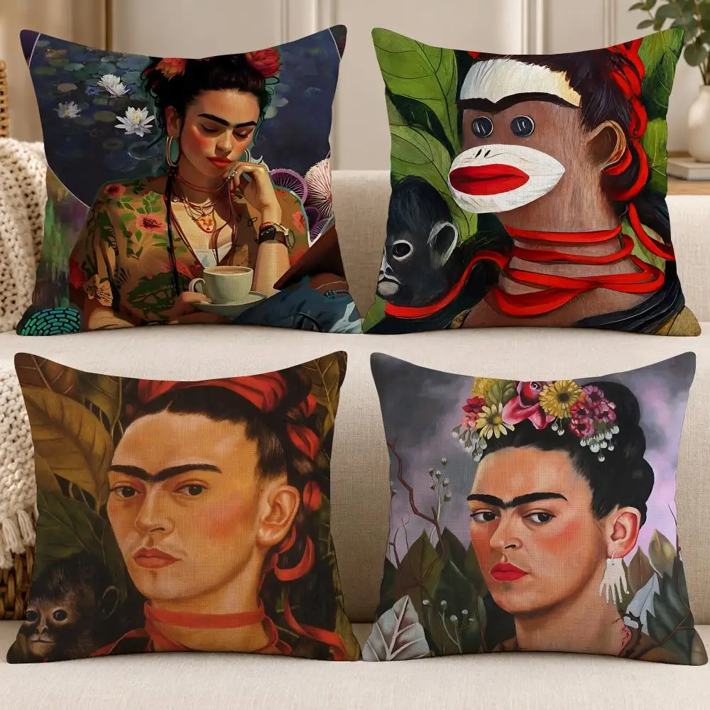 Artist Classic F-Frida Kahlo Cushion Cover Soft Short Cover Washable Sofa Bed Dorm Garden Home Office Chair Decor