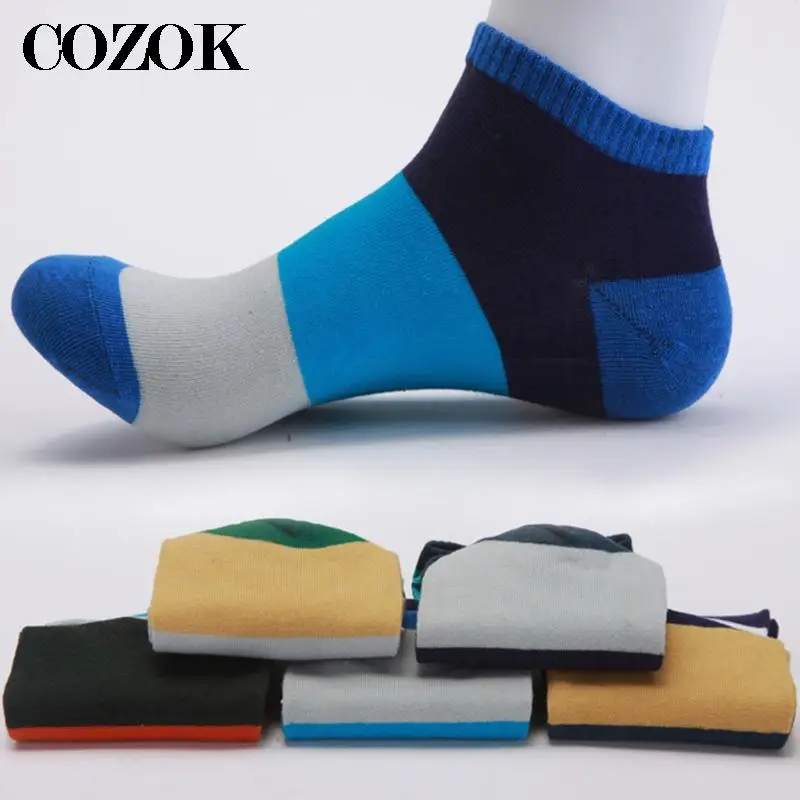 5 Pairs Men Cotton Socks Spring Summer Autumn Colorful Striped Short Socks For Men Male Fashion Ankle Socks Comfort Absorb Sweat