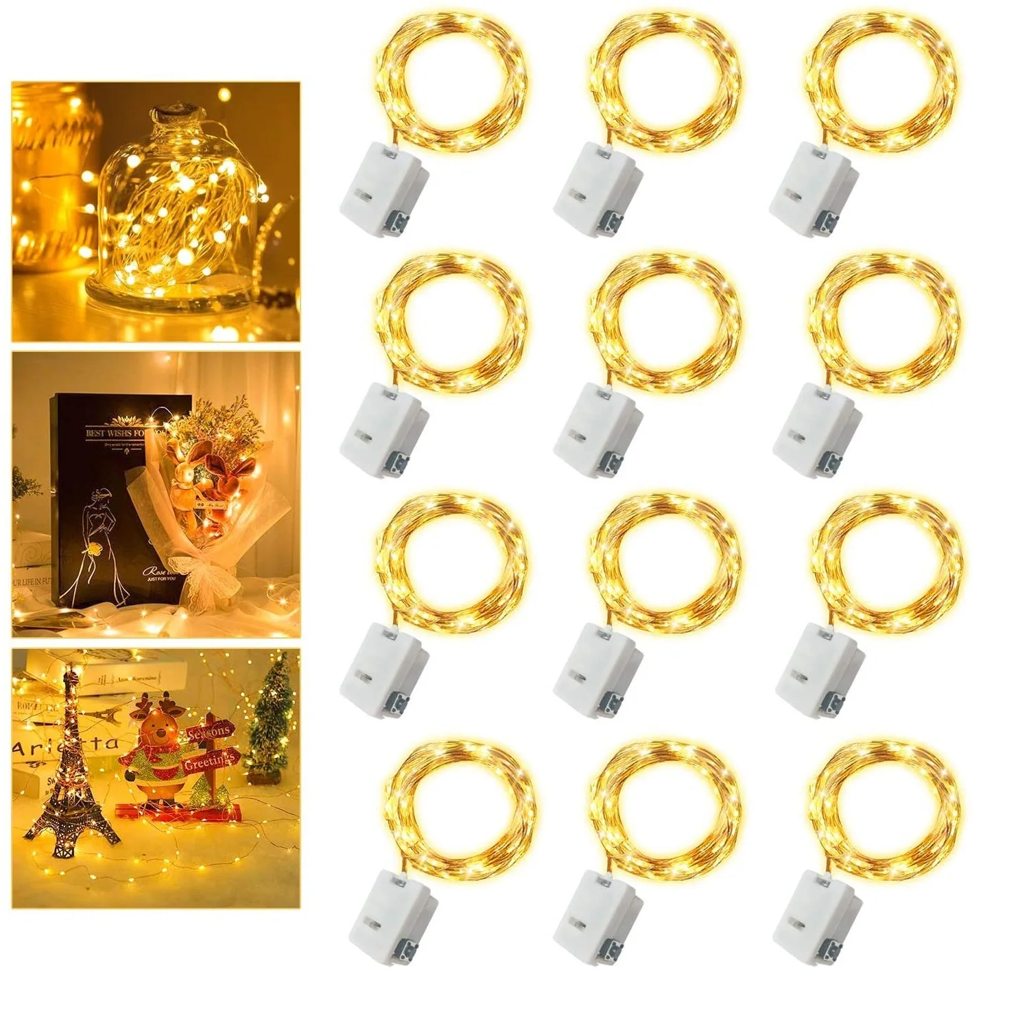 500Pcs Fairy Lights Battery Operated 3 Speed Modes 2M 20 LED Mini Waterproof String Twinkle Firefly Lights for Bottle, Flower