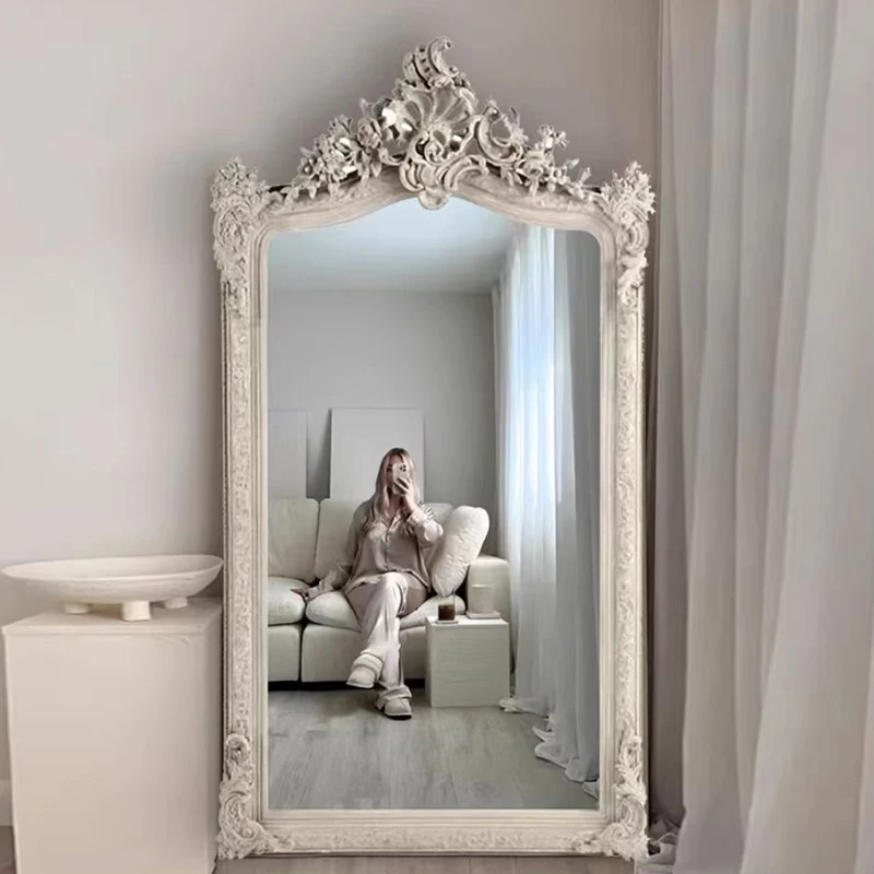 Full Body Gold Luxury Espejos De Piso Room Decoration Vintage Living Room Mirrors Full Body Floor Nordic Princess Design Mirrors