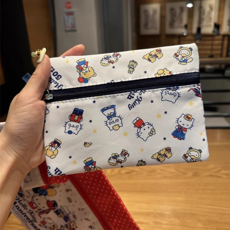 sanrio cute cartoon certificate bag multi-function 3 pieces hello kitty coin wallet file storage bagportable washing and rinsing